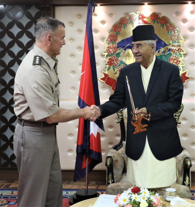 Us Armys Pacific Commanding General Charles A Flynn Paid A Courtesy Call To Nepal Pm Sher